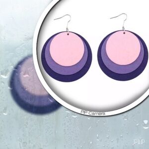 Purple Round Wood Earrings